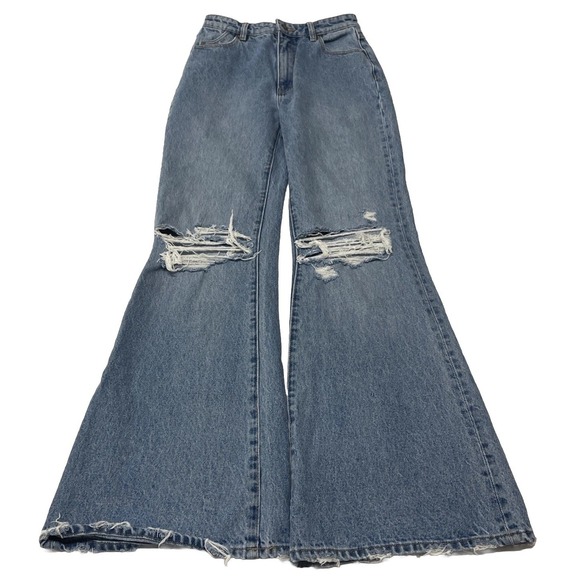 ROLLA'S Denim - Rolla's Eastcoast Flare High Rise Flare Distressed Jean‎ Organic Cotton Women 26
